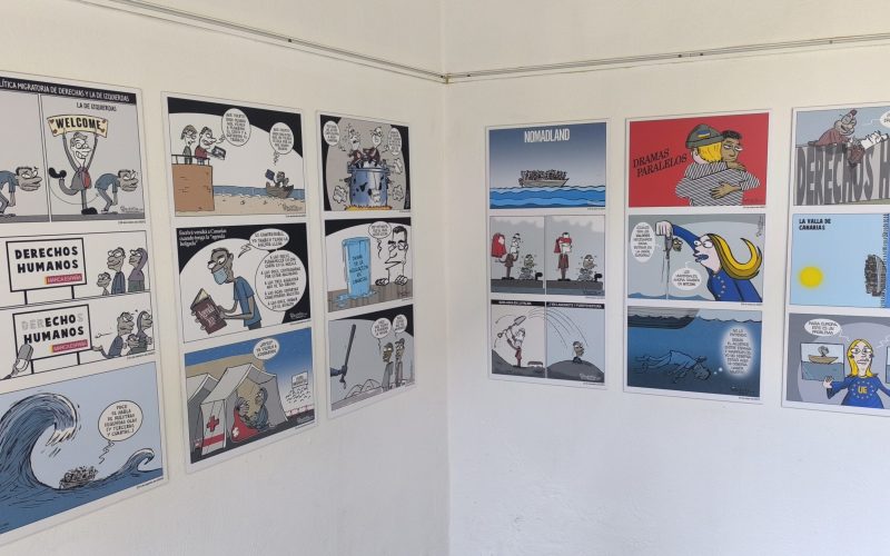 Viñetas de la exposición Cine + Cómics en el Ayuntamiento de San Bartolomé