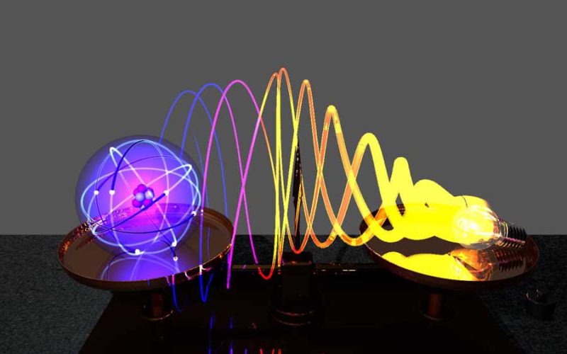 Composición artística sobre la localización de la luz desde una bombilla a las dimensiones atómicas. Foto: NanoPhotonics Cambridge/Bart de Nijs