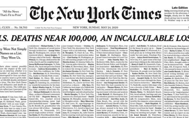 Portada NYT, 24 de mayo de 2020