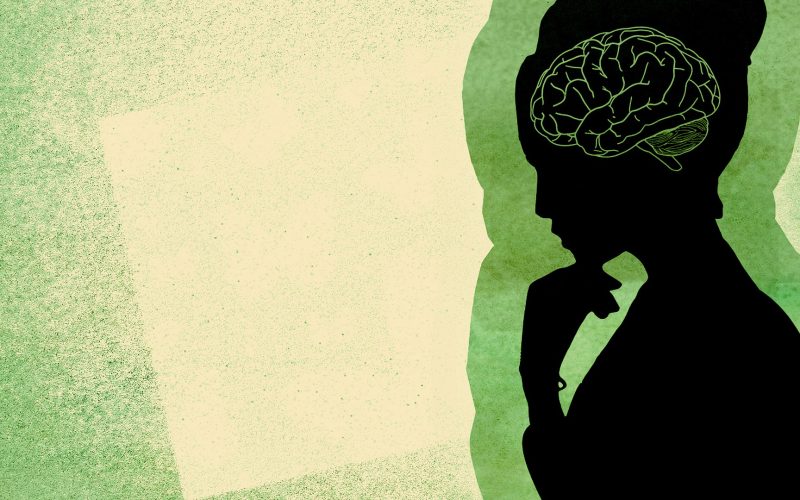 Ilustración de una mujer pensando que refleja la salud mental