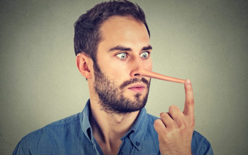Man with long nose shocked surprised