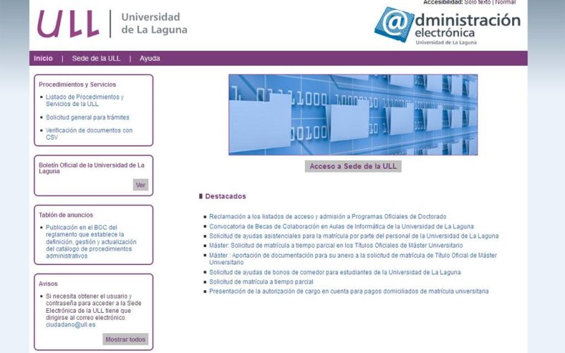 Sede electrónica de la ULL
